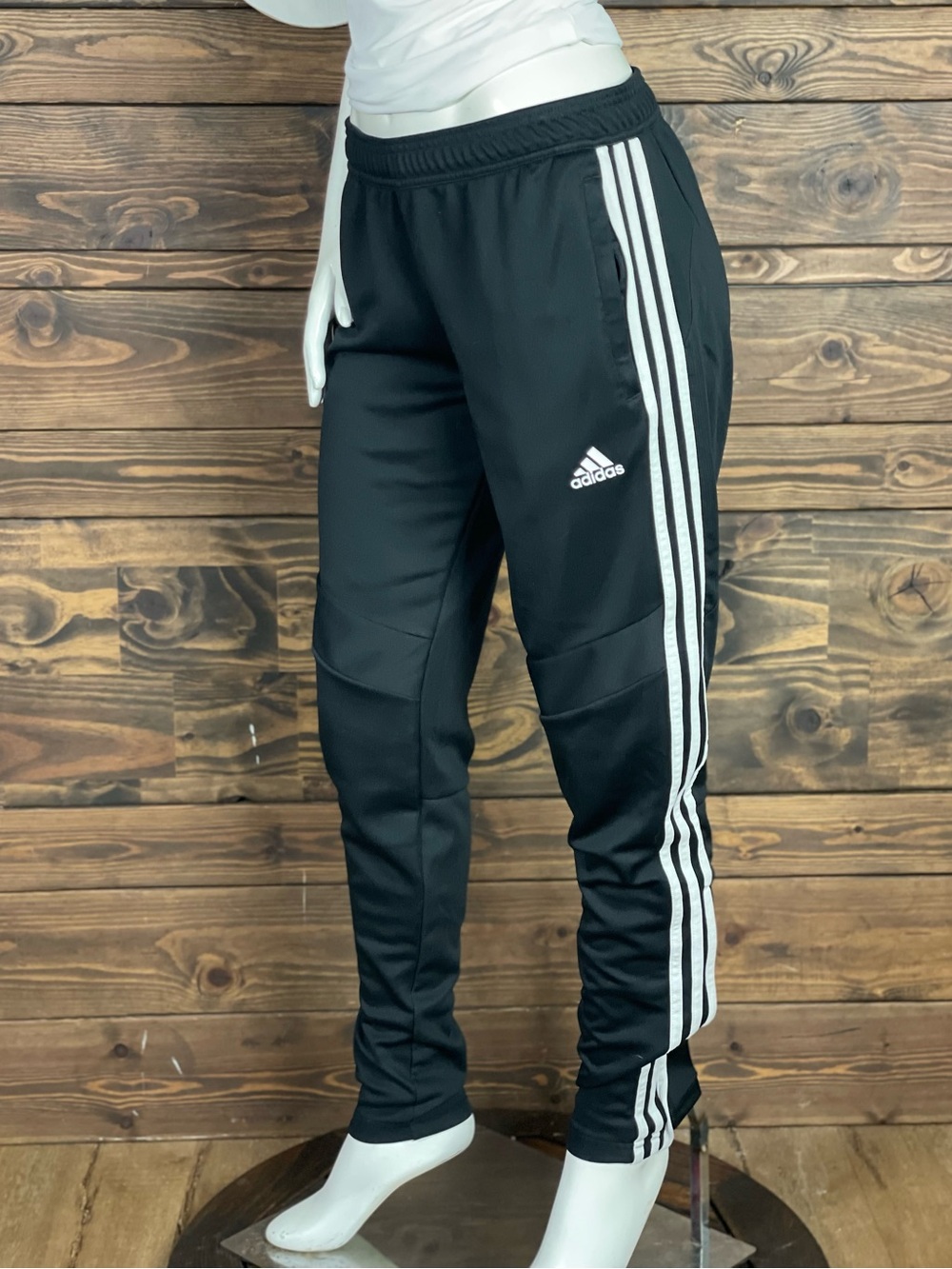 adidas | Tiro19 Black Joggers with White Three-Stripe Side Zip Pockets Zip Ankle